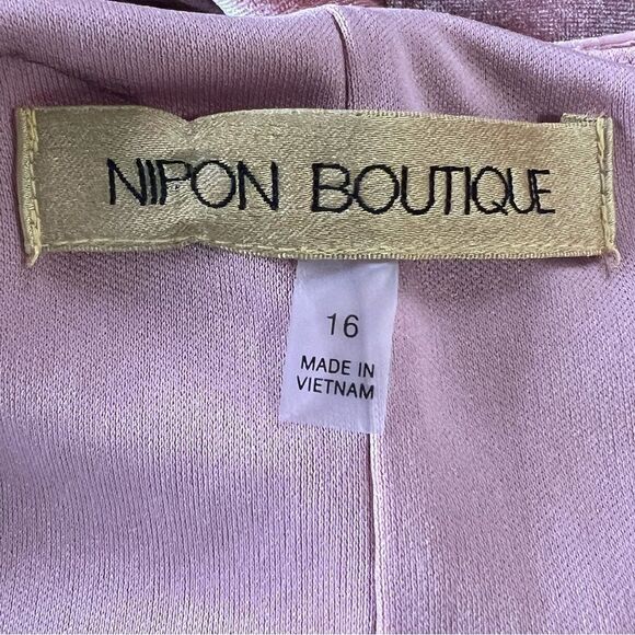 Nipon Boutique Dusty Rose Cowl Neck Ruched Side Velveteen Dress -- 16‎ - Picture 12 of 14